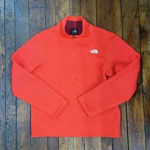 The North Face Quarter Zip Pullover Sweater Men's Medium Red‎